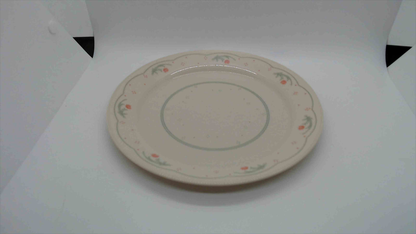 Vintage Floral Stoneware Dinner Plate with Peach Blossom Motif - 4 Plates