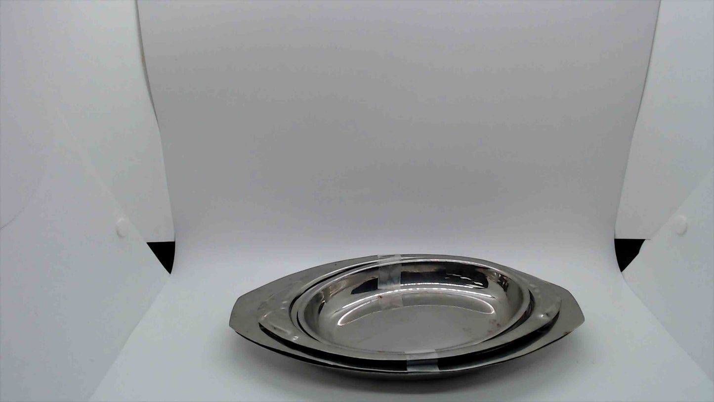 Vintage Stainless Steel Divided Serving Dish (Set of 3)