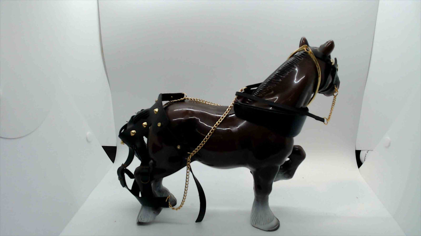 Vintage Breyer Clydesdale Horse Figurine with Harness – Glossy Brown