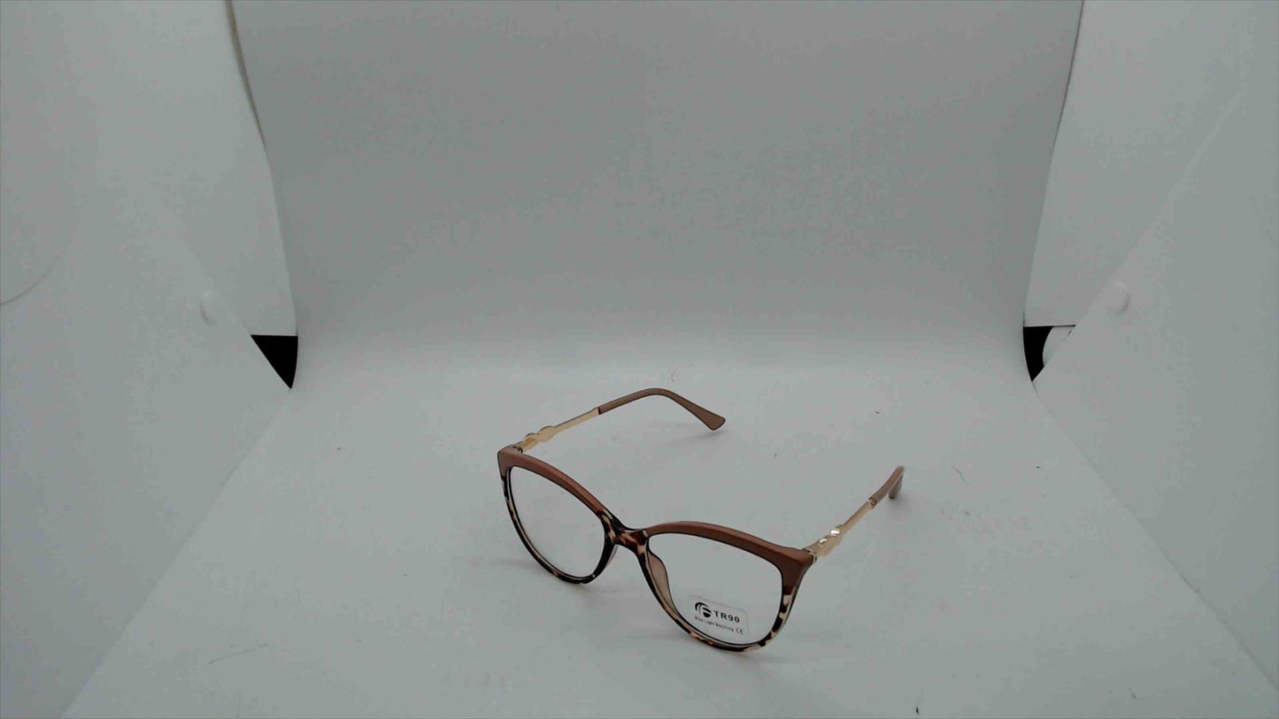 Woman Tan and Gold Eyeglass Frames