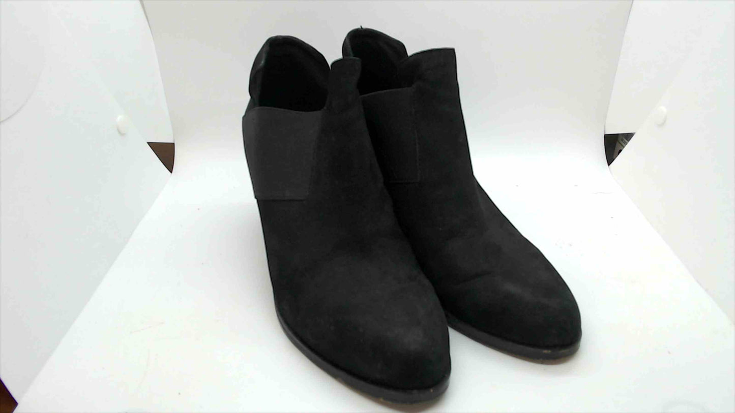Black Suede Ankle Booties with Elastic Side Panels - Woman Size 7