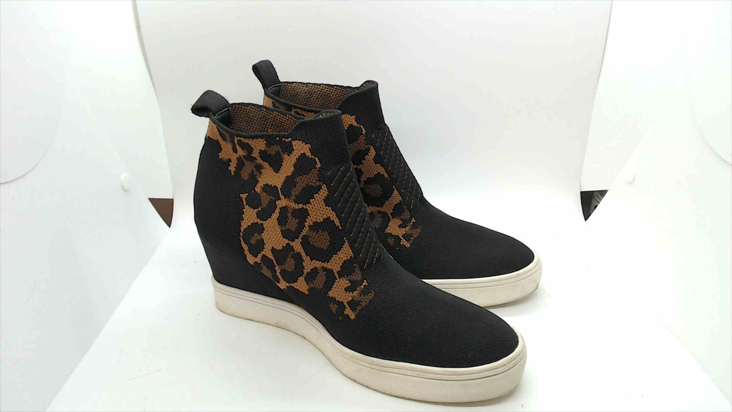 Womans Size 7 Black and Leopard Print Boots- MIA