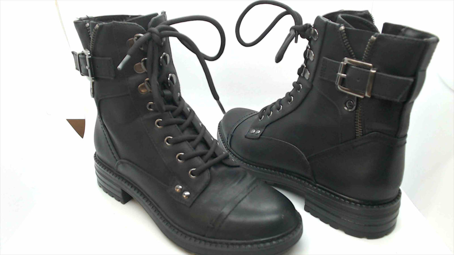 GBG Guess Black Fauz Leather Combat Boots- Woman Size 6 1/2 Medium