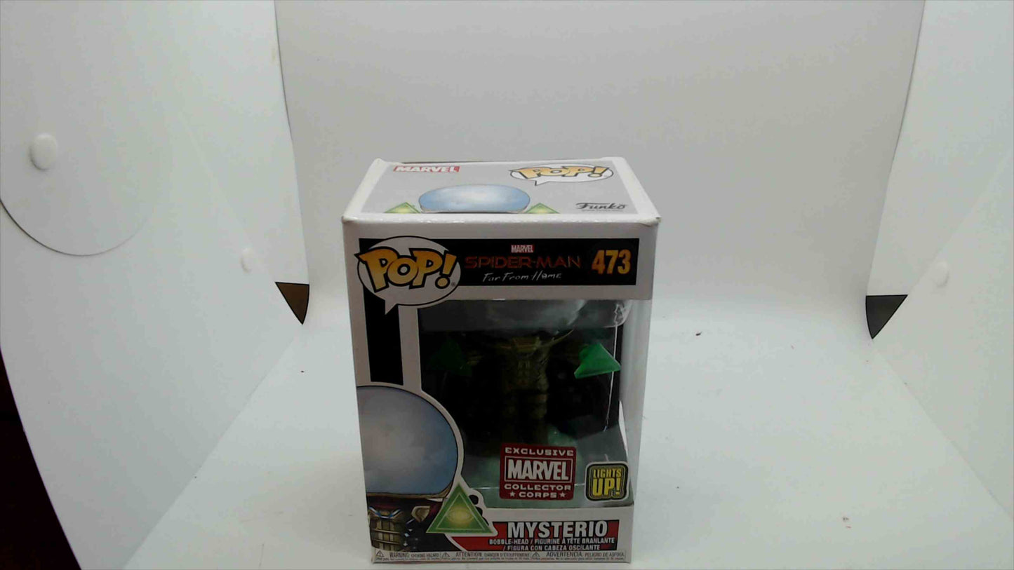 Funko Pop Marvel Spider-Man Far From Home Mysterio 473 Exclusive Collector Corps Light Up Bobble-Head