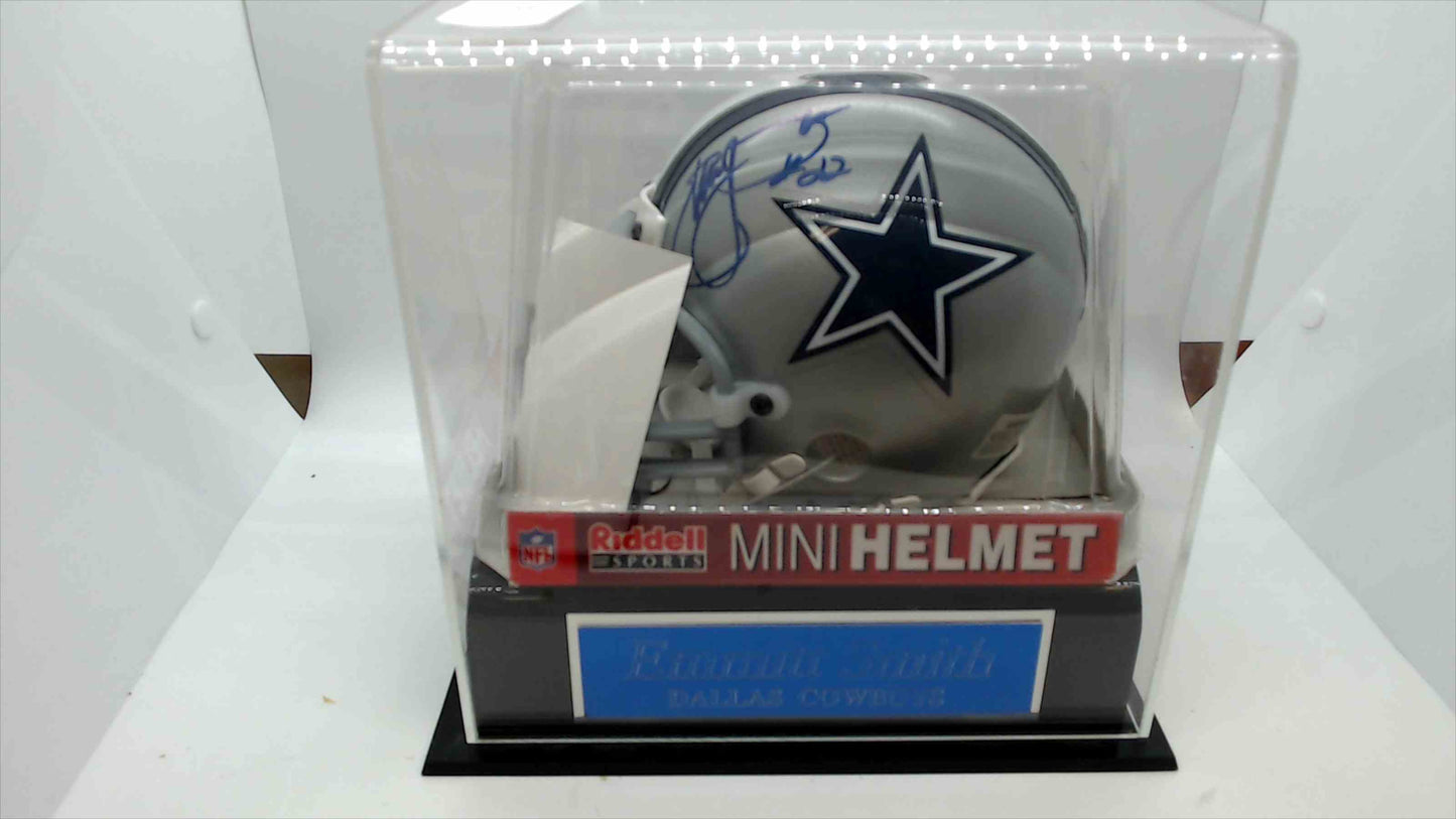 Emmitt Smith Autographed Dallas Cowboys Riddell Mini Helmet with Display Case and Certificate of Authenticity