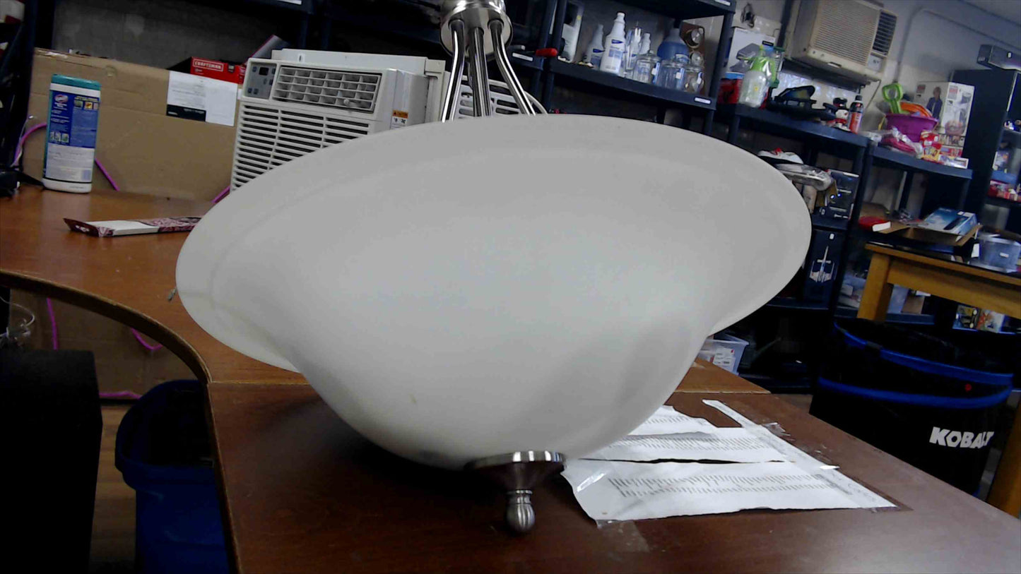 Brushed Nickel 3-Light Pendant Ceiling Fixture with Frosted Glass Dome Shade