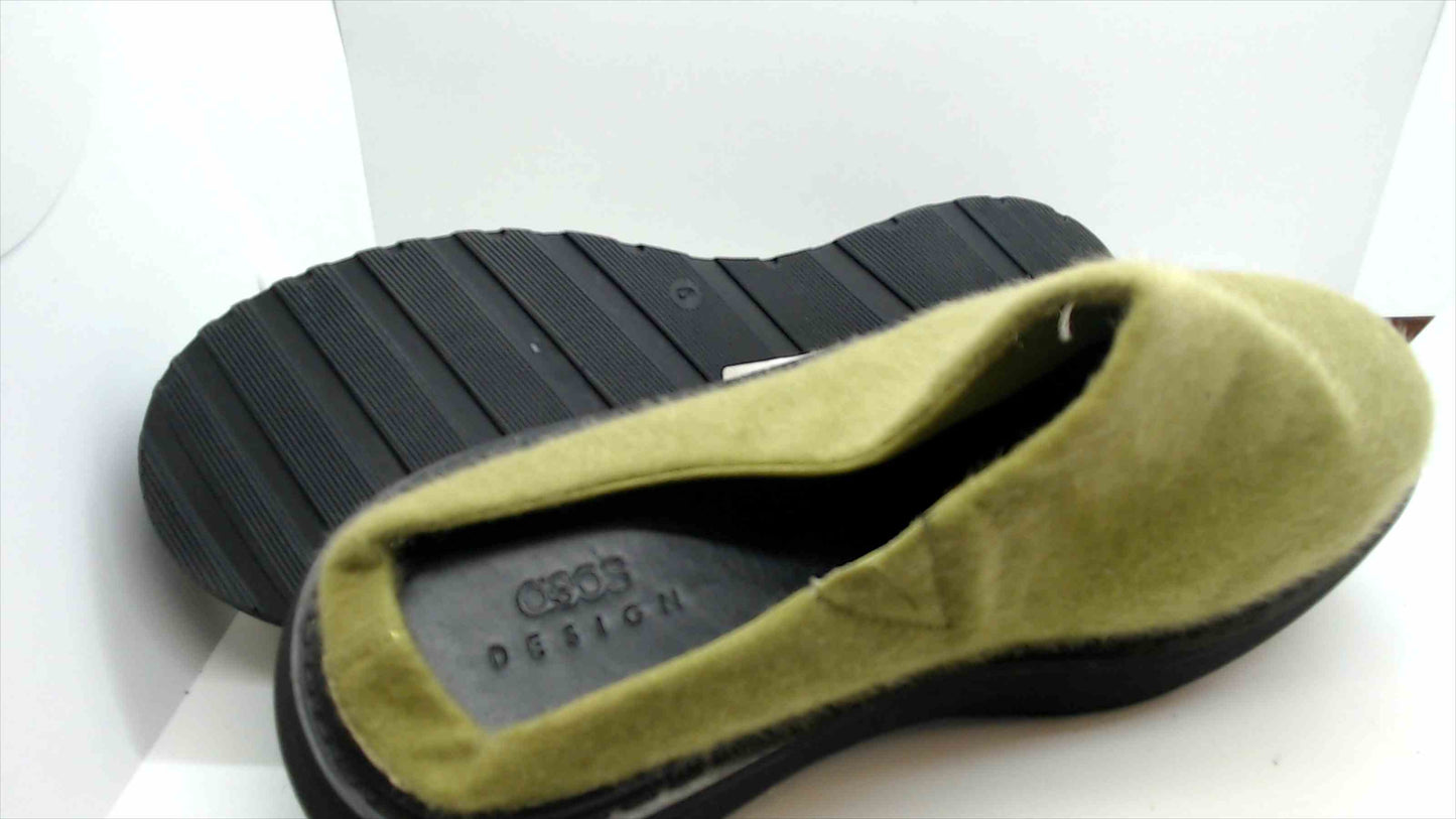 ASOS DESIGN Women's Fuzzy Platform Slip-On Shoes – Olive Green, Size 11