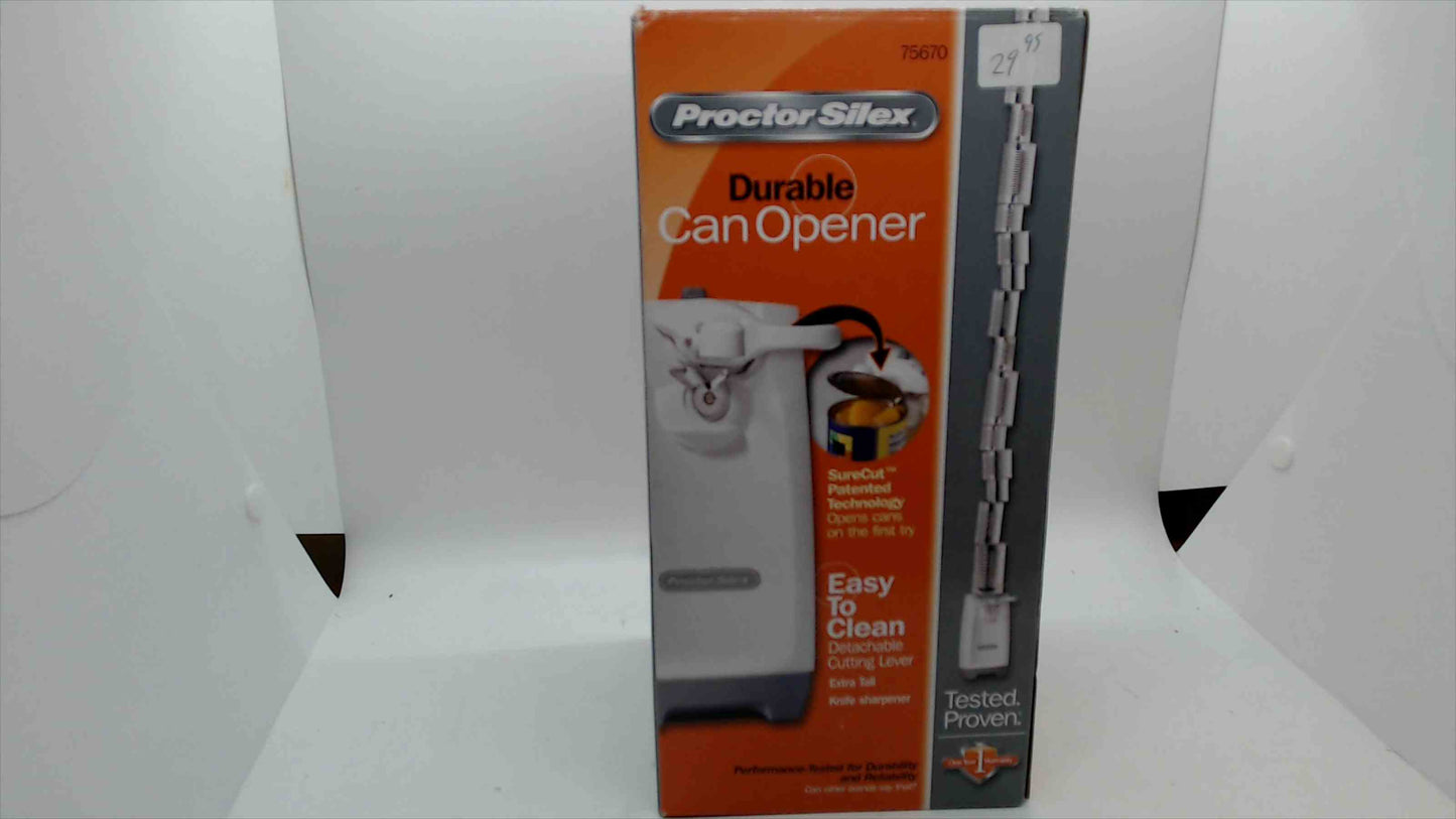 Proctor Silex Durable Electric Can Opener – Model 75670 – White – New in Box