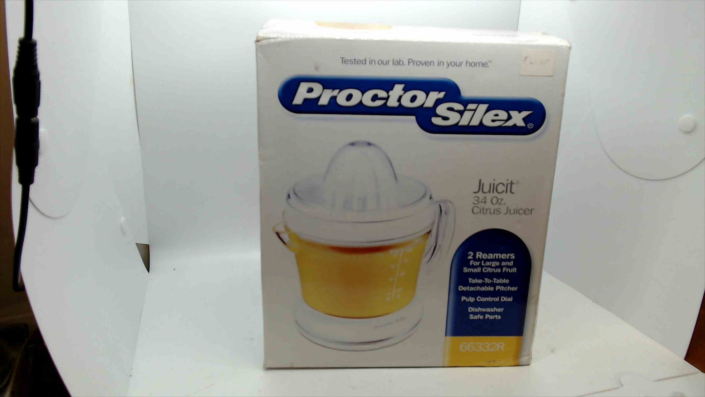 Proctor Silex Juicit 34 oz. Citrus Juicer – Model 66332R – Dual Reamers & Pulp Control – New in Box