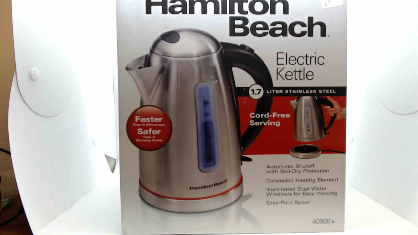 Hamilton Beach 1.7L Stainless Steel Electric Kettle – Model 40988 – Brand New