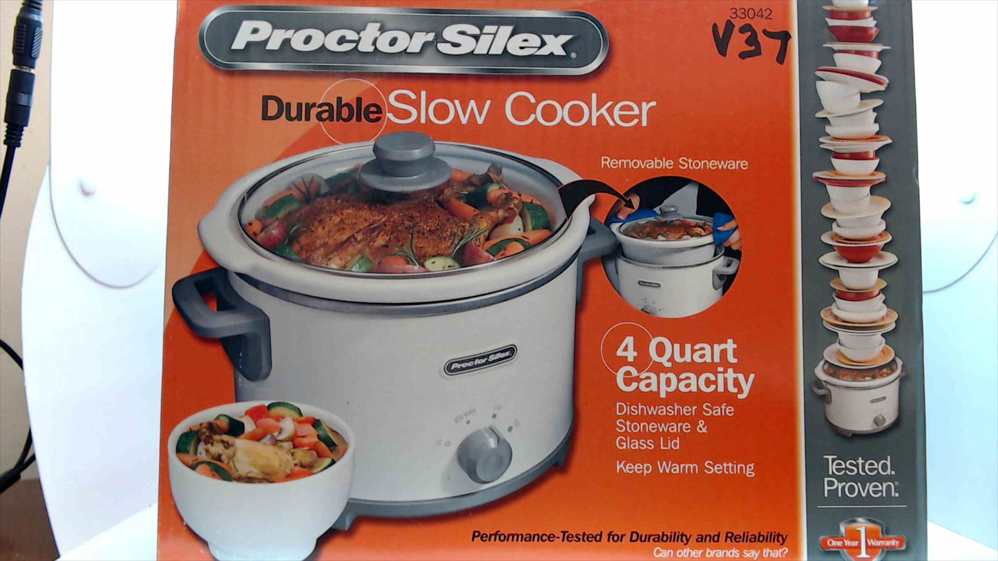 Proctor Silex Durable Slow Cooker – 4 Quart Capacity (Model 33042) Brand New In Box