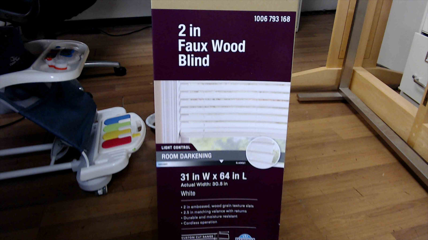 Home Decorators Collection 2 in. Faux Wood Blind - 31 in. W x 64 in. L (Cut to 24.5–30.5 in.) - White