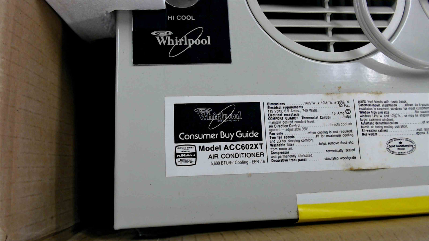 New Whirlpool ACC602XT 5,600 BTU Casement Window Air Conditioner