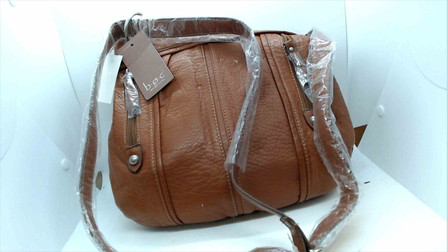 New b.ø.c (Born Concept) Tan Pebbled Faux Leather Shoulder Bag – Zipper Accents