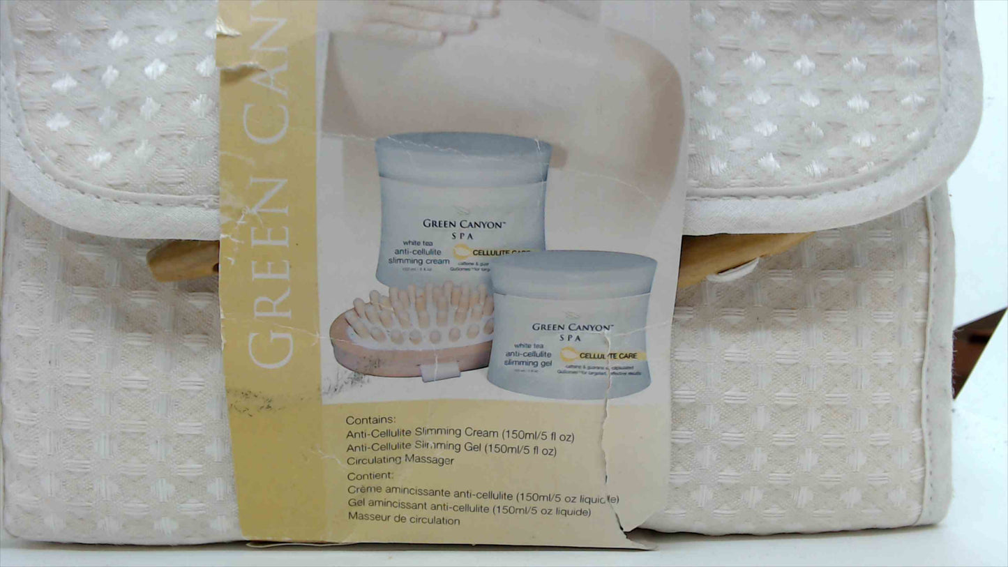 Green Canyon Spa Anti-Cellulite Spa Kit – White Tea Slimming Cream & Gel with Circulating Massager in Travel Case