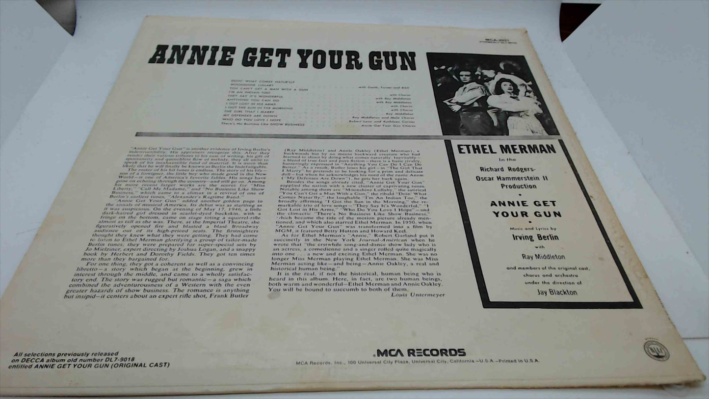 Annie Get Your Gun – Original Broadway Cast LP – Ethel Merman, Irving Berlin – MCA Records, w/ Sleeve and Jacket