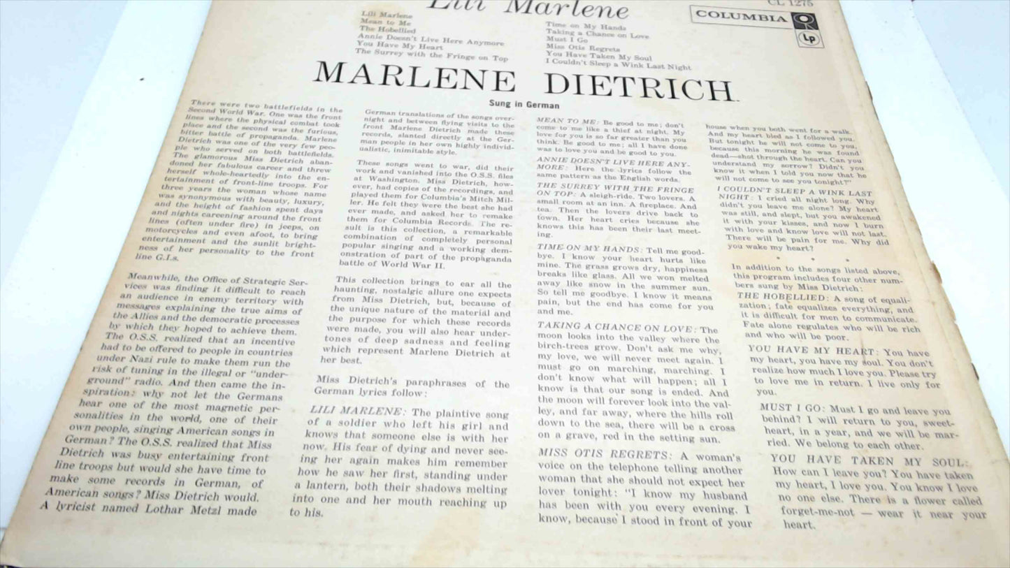 “Lili Marlene” – Marlene Dietrich (Columbia Records – CL 1275)