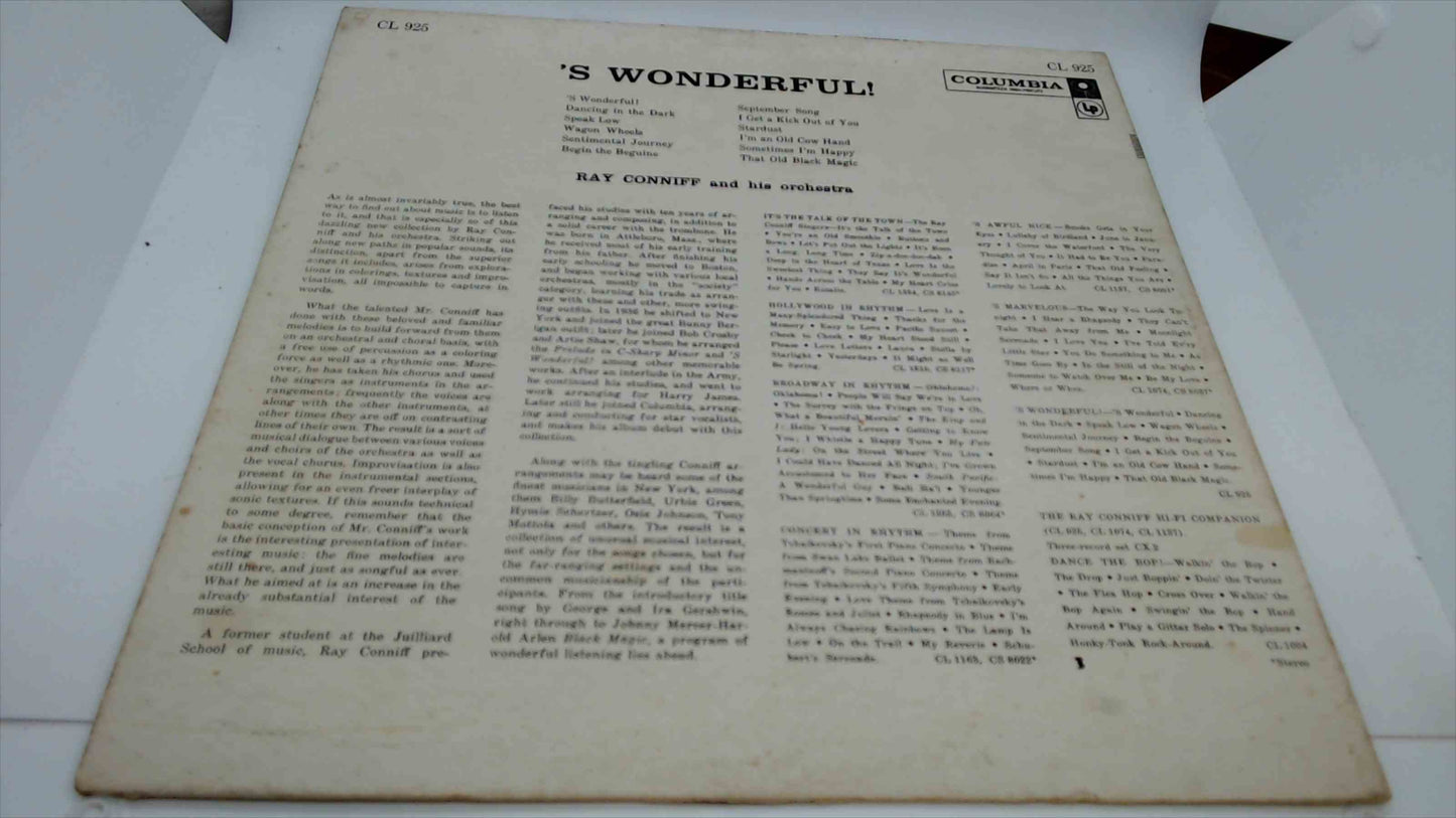 Ray Conniff and His Orchestra – 'S Wonderful! (CL 925, Columbia Records, Mono LP)