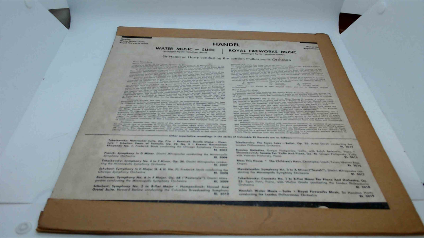 Handel – Water Music Suite & Royal Fireworks Music LP – Columbia Entré RL-3019 – London Philharmonic / Sir Hamilton Harty