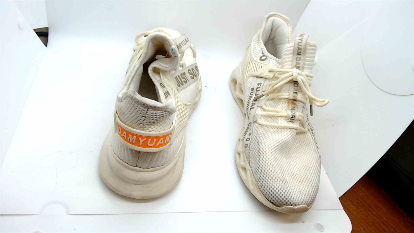 DAMYUAN Men's Just So-So White Athletic Sneakers – Size 43 (US 9.5–10)