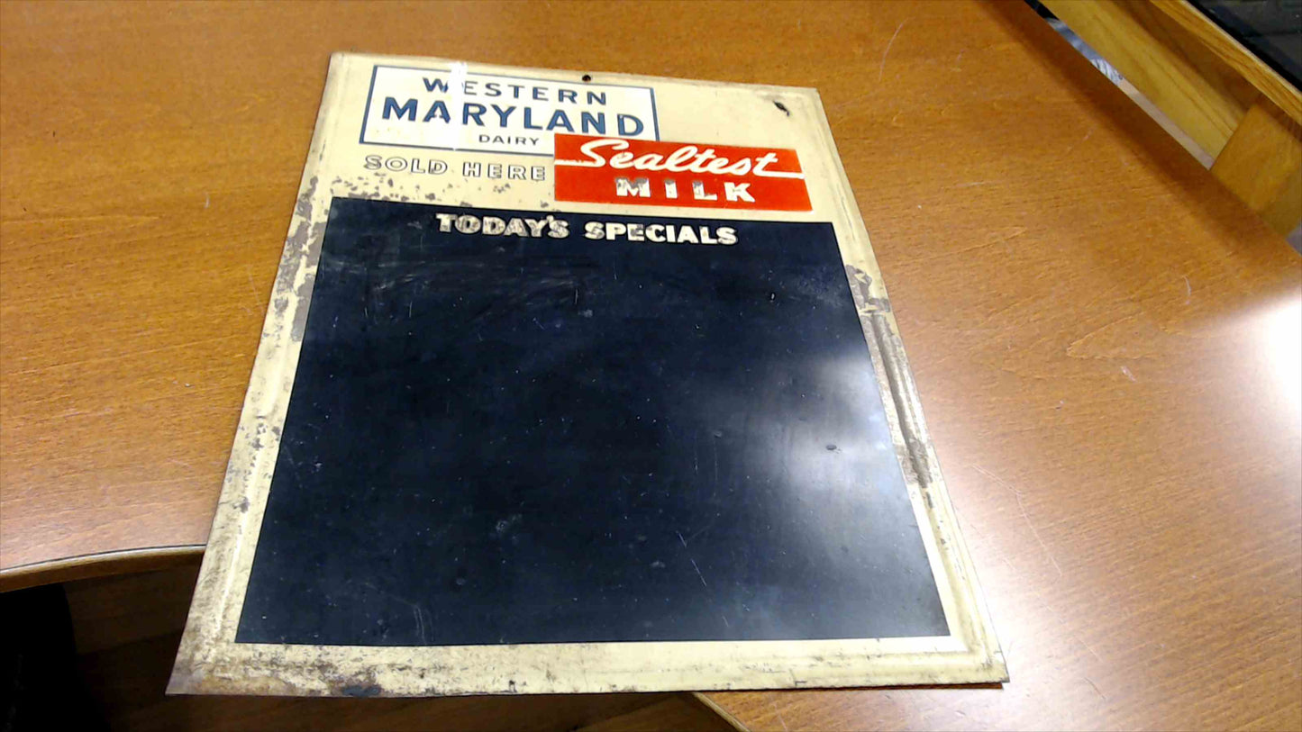 Vintage Western Maryland Dairy Sealtest Milk All-Metal Menu Sign – "Today's Specials"
