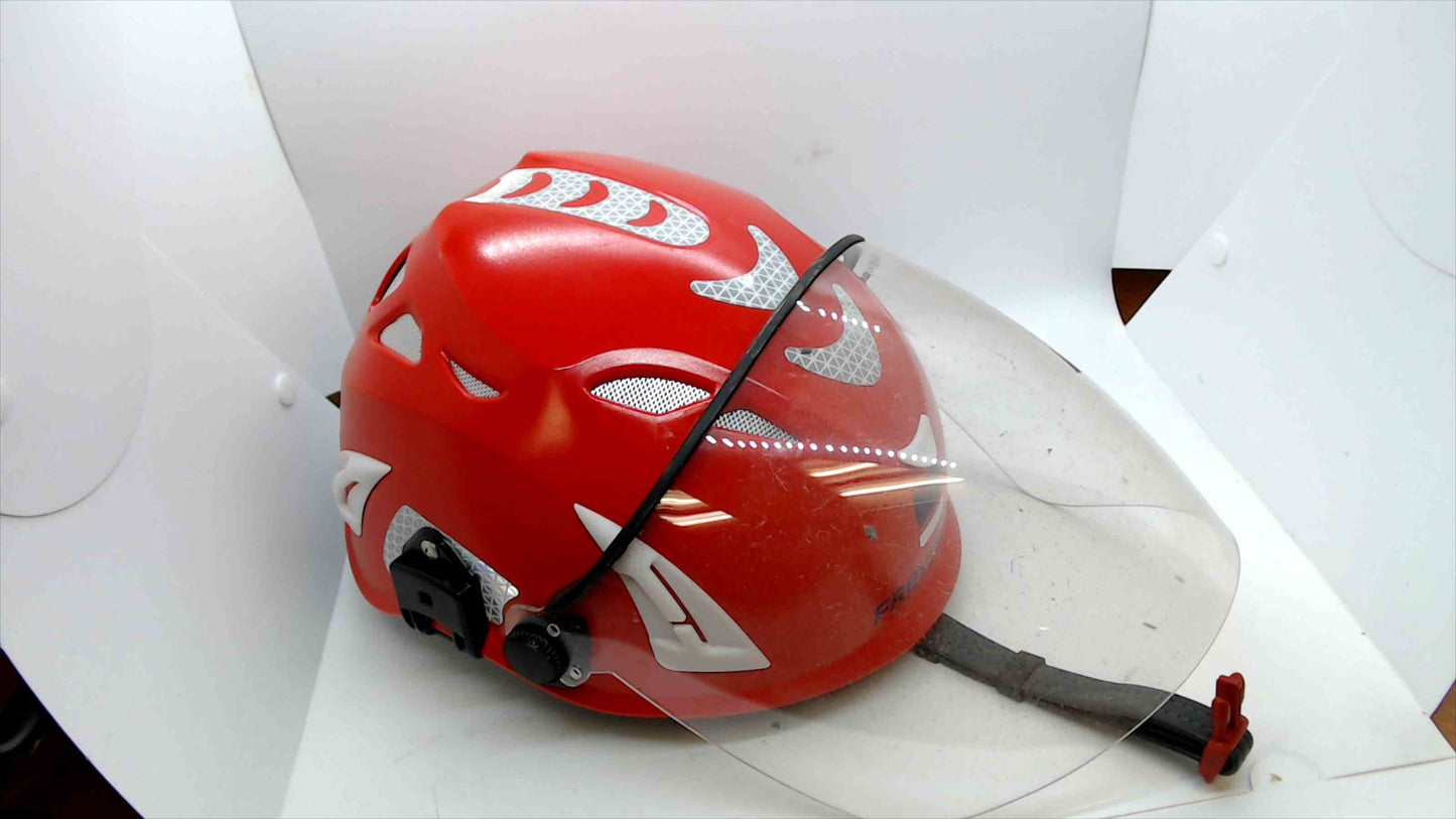Red Protective Safety Helmet with Clear Face Shield – Adjustable Fit