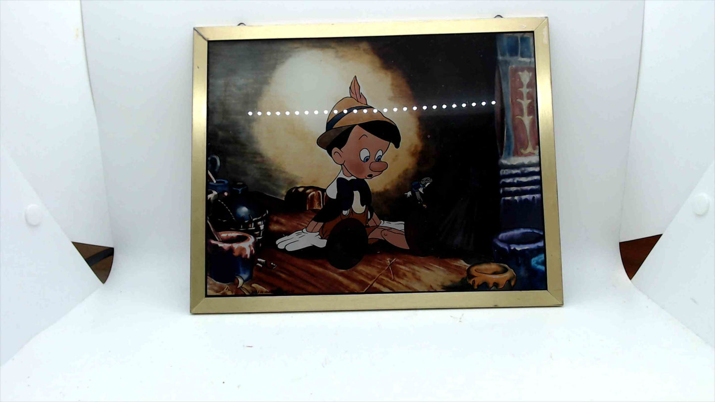 Vintage Disney Pinocchio & Jiminy Cricket Double-Sided Glass Picture Frame
