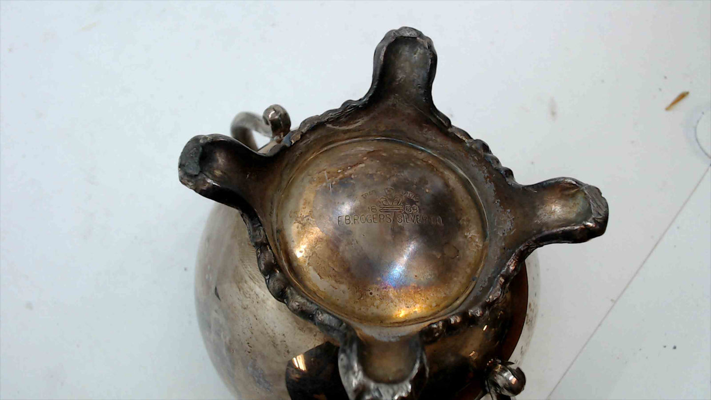 Antique F.B. Rogers Silver Co. Sugar Bowl – Trade Mark 1883 – Ornate Double Handle