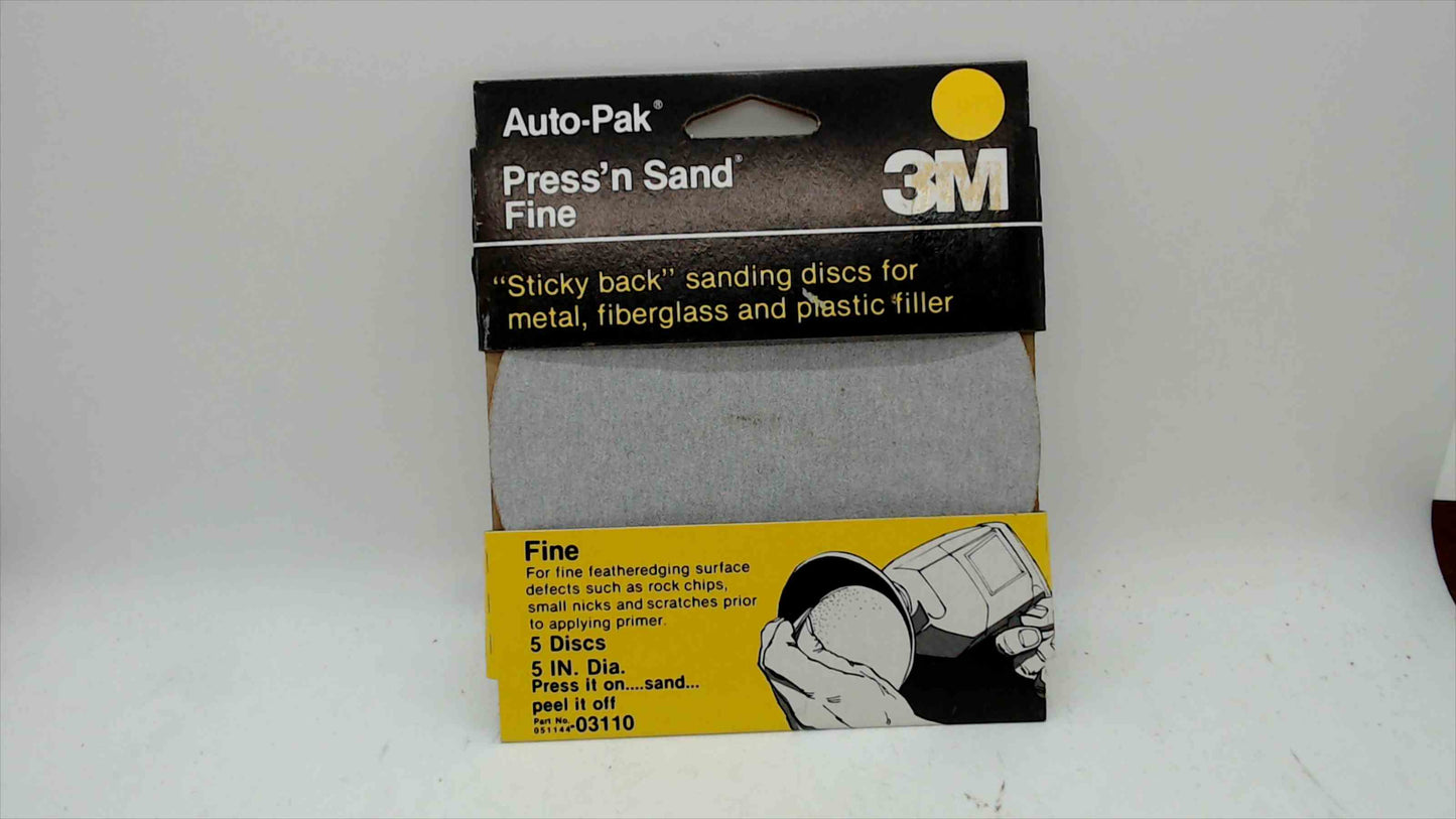 3M Auto-Pak Press’n Sand Fine Sticky-Back Sanding Discs (5″ Dia, Part No. 03110) Brand New
