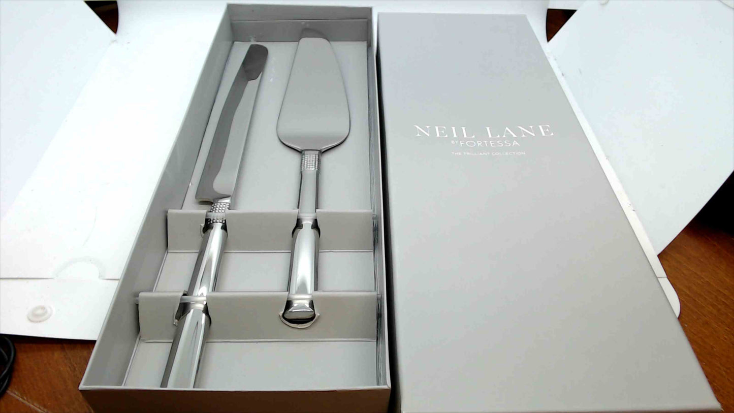 Neil Lane by Fortessa Cake Knife & Server Set – Trilliant Collection, Stainless Steel