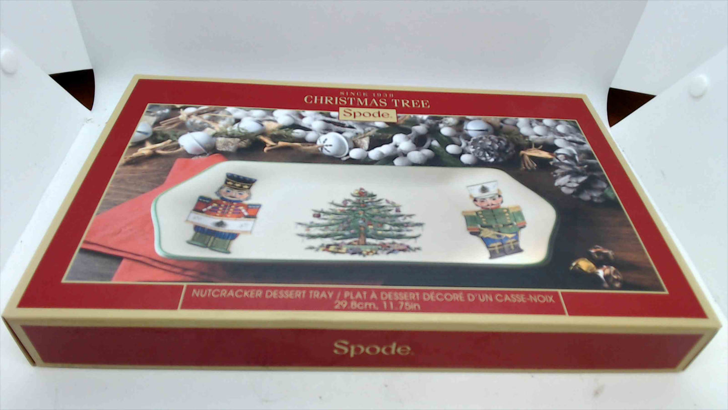 Spode Christmas Tree Nutcracker Dessert Tray – 11.75" Holiday Porcelain, Dishwasher/Microwave/Freezer Safe