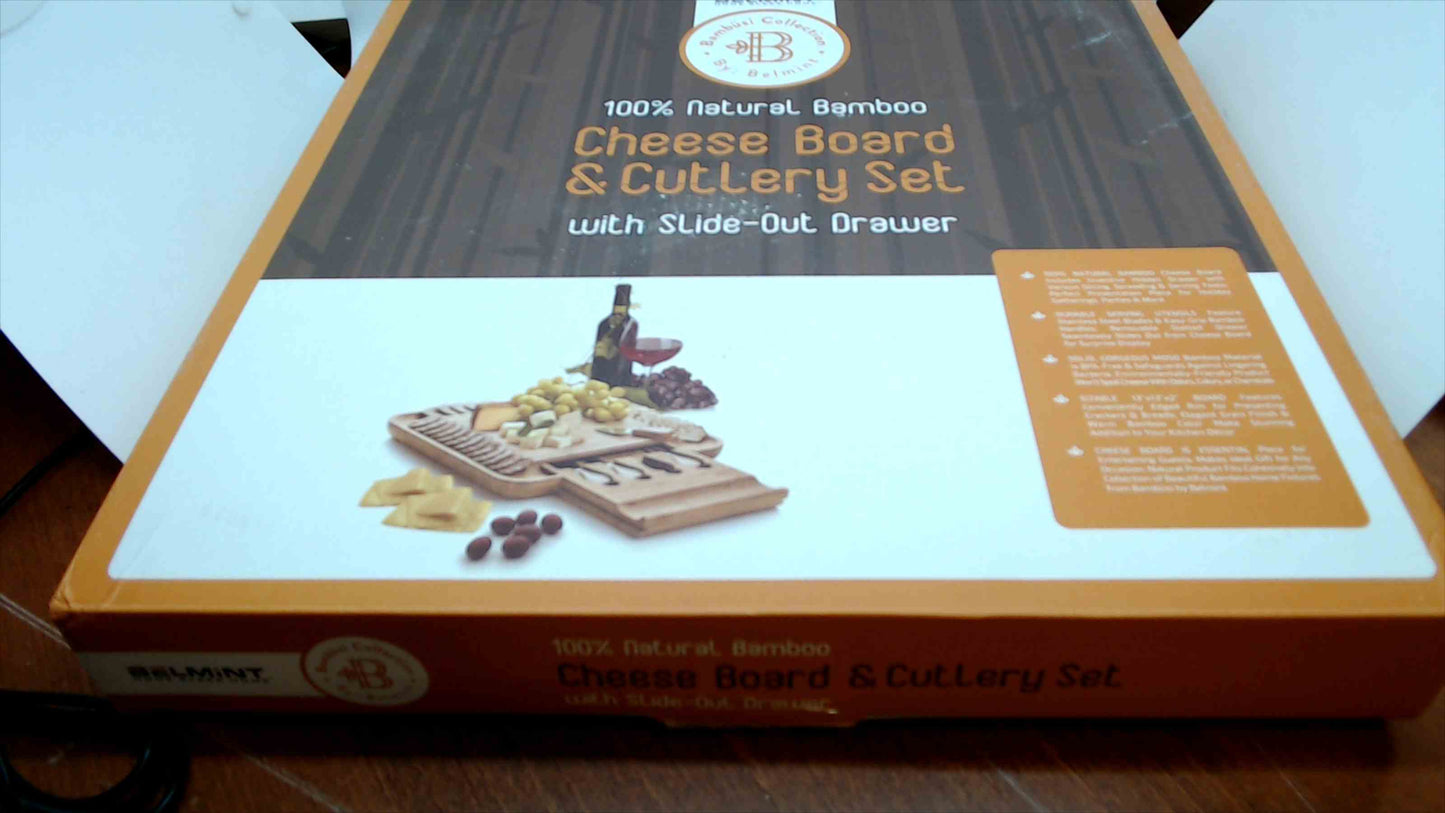 Belmont 100% Natural Bamboo Cheese Board with Slide-Out Drawer