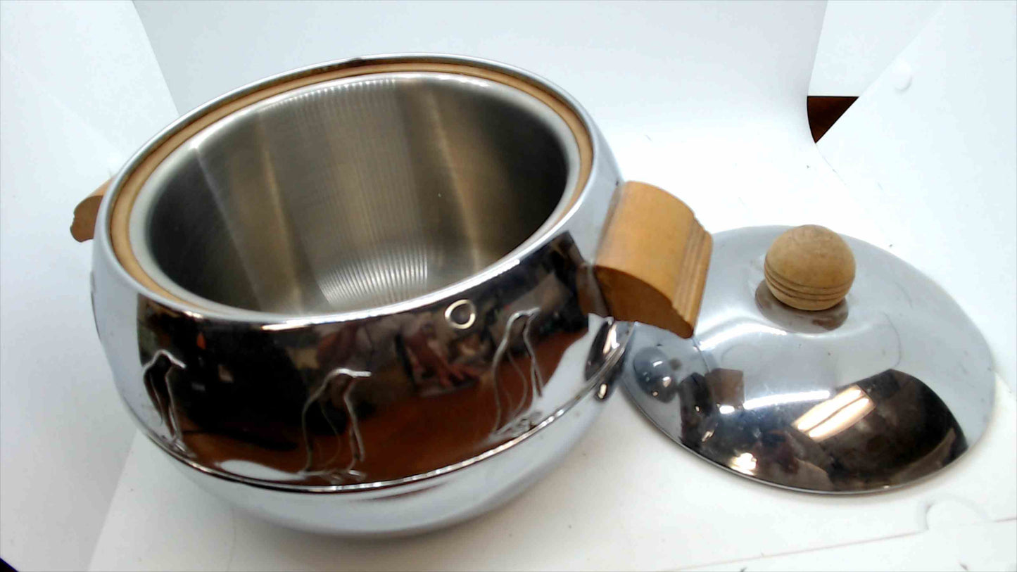 Vintage West Bend Penguin Hot/Cold Server with Wood Handles & Lid – Mid-Century Modern