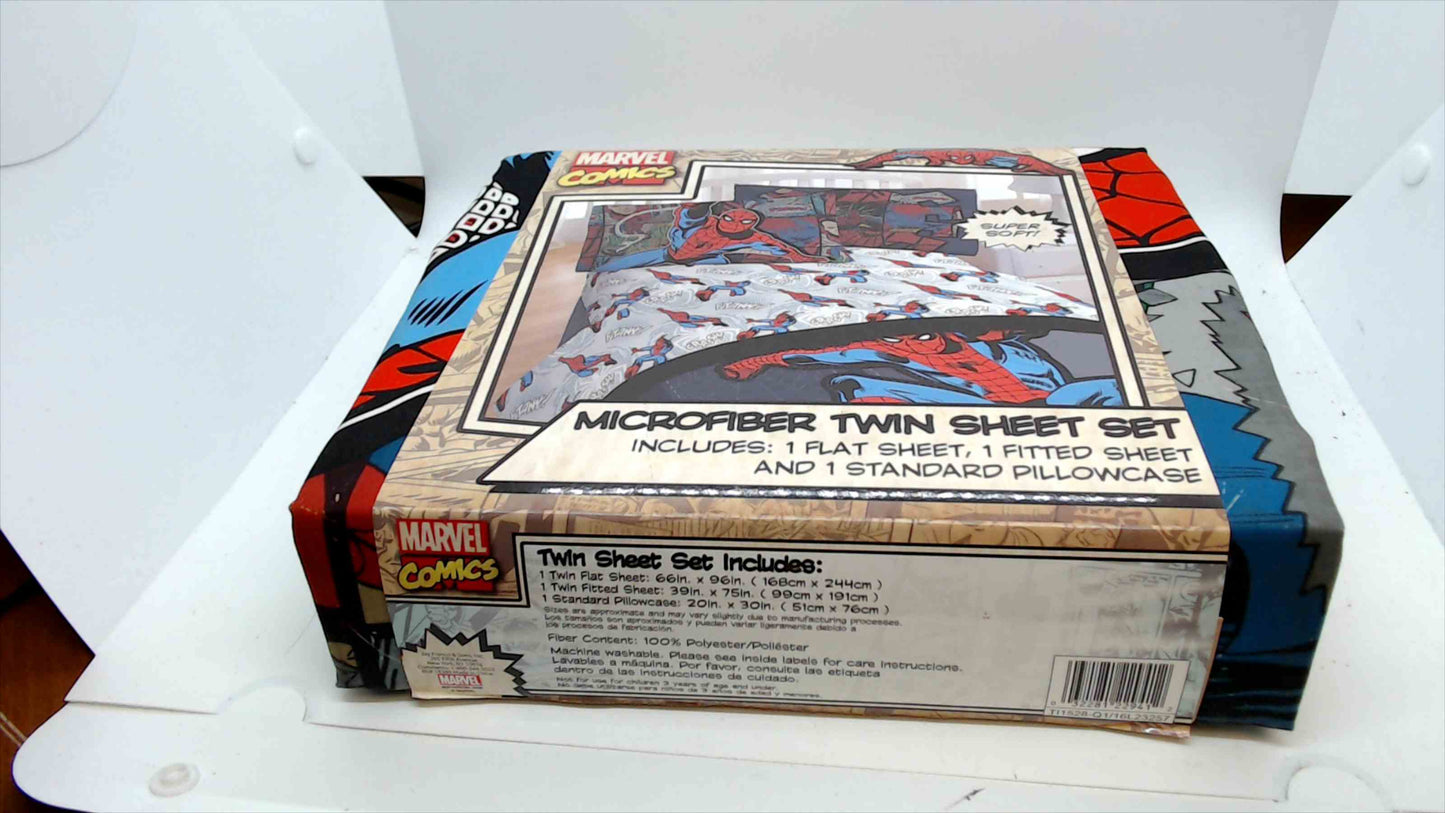 Marvel Comics Spider-Man Microfiber Twin Sheet Set – Flat, Fitted & Pillowcase