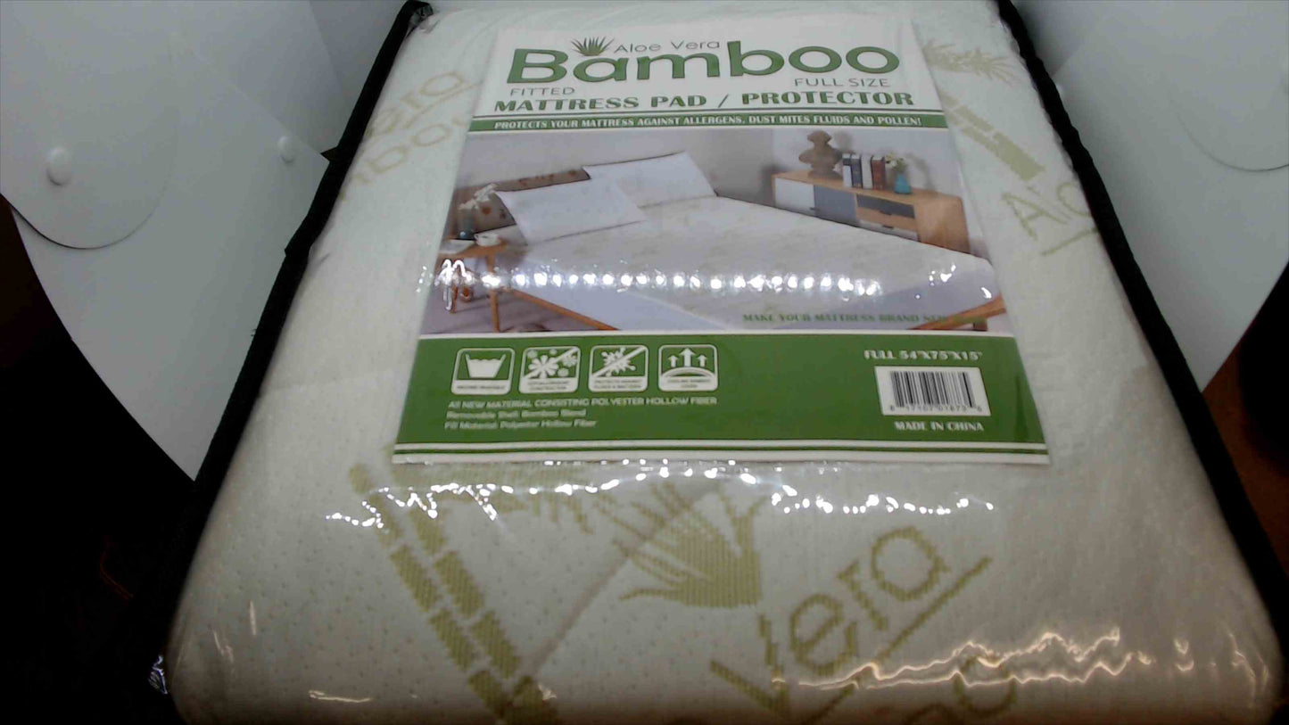 Aloe Vera Bamboo Full Size Fitted Mattress Pad/Protector – 54" x 75" x 15"
