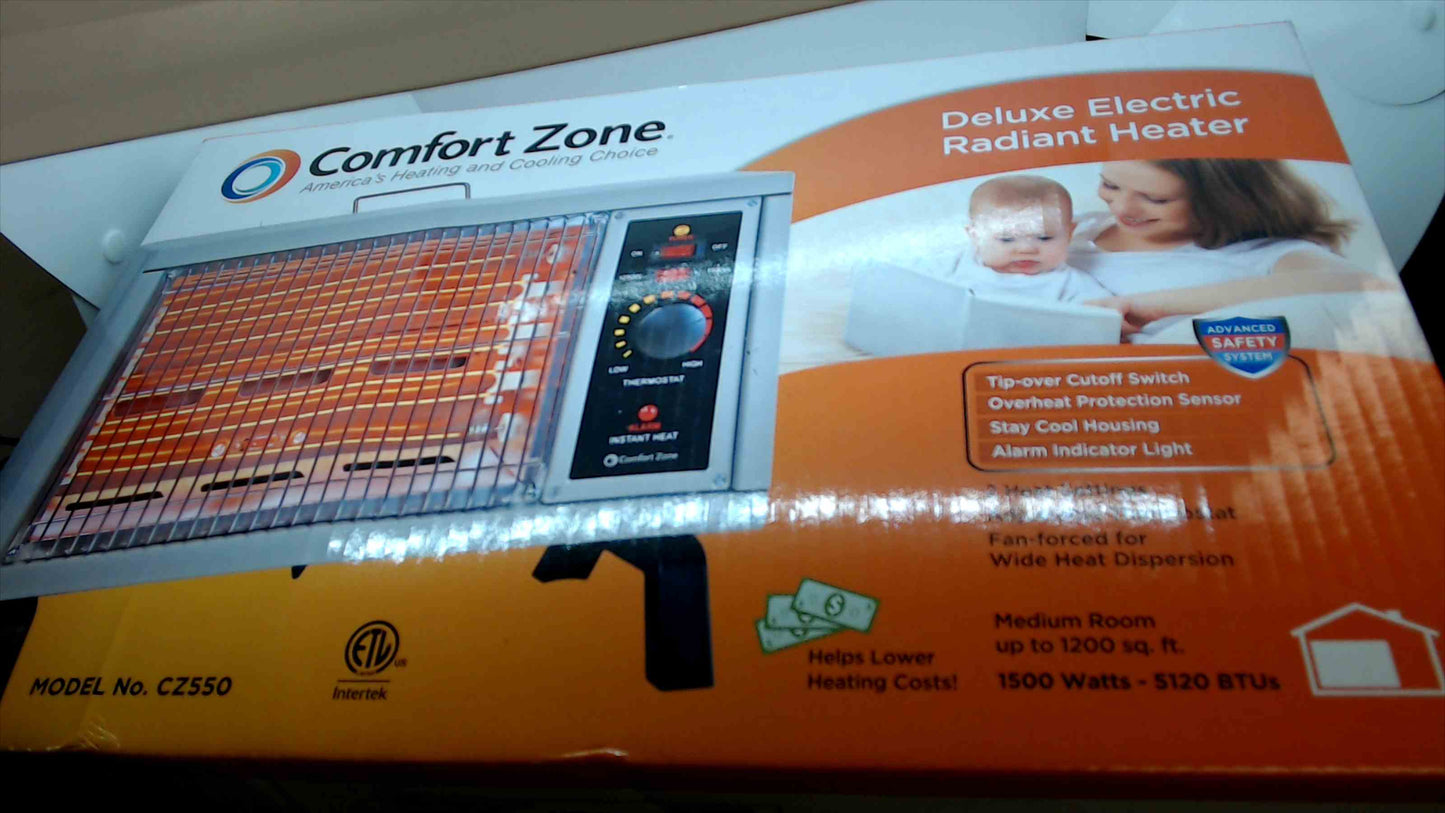 Comfort Zone Deluxe Electric Radiant Heater – Model CZ550, 1500W