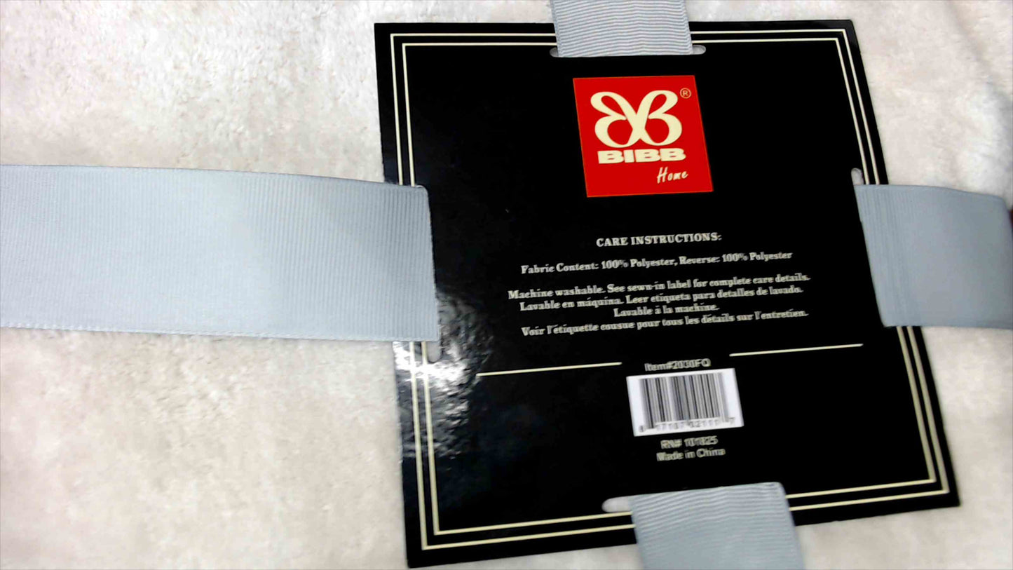 BIBB Home Plush Blanket – Full/Queen Size (86" x 86") – White