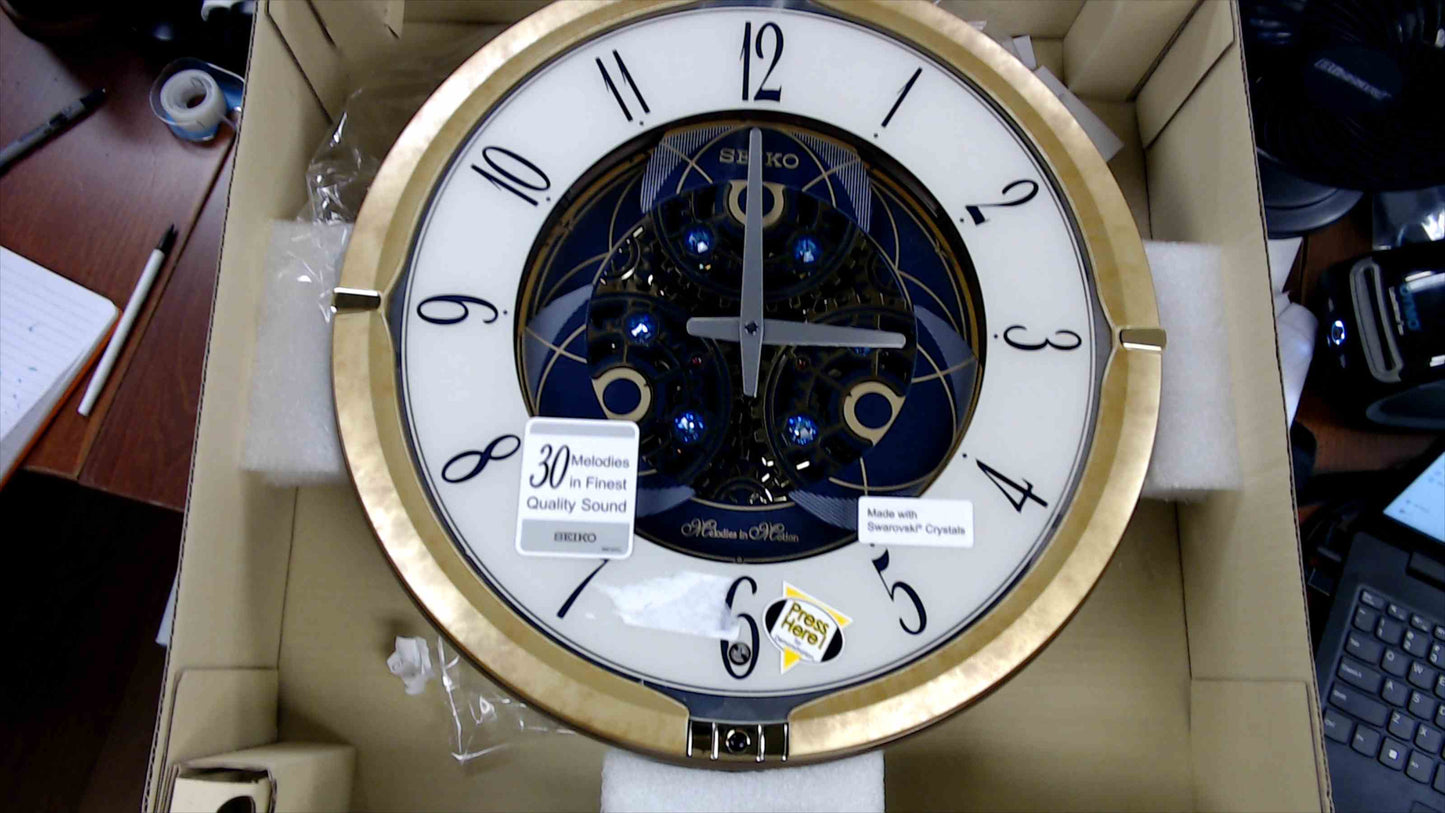 Seiko Melodies in Motion Wall Clock with Swarovski Crystals – Model QXM387G