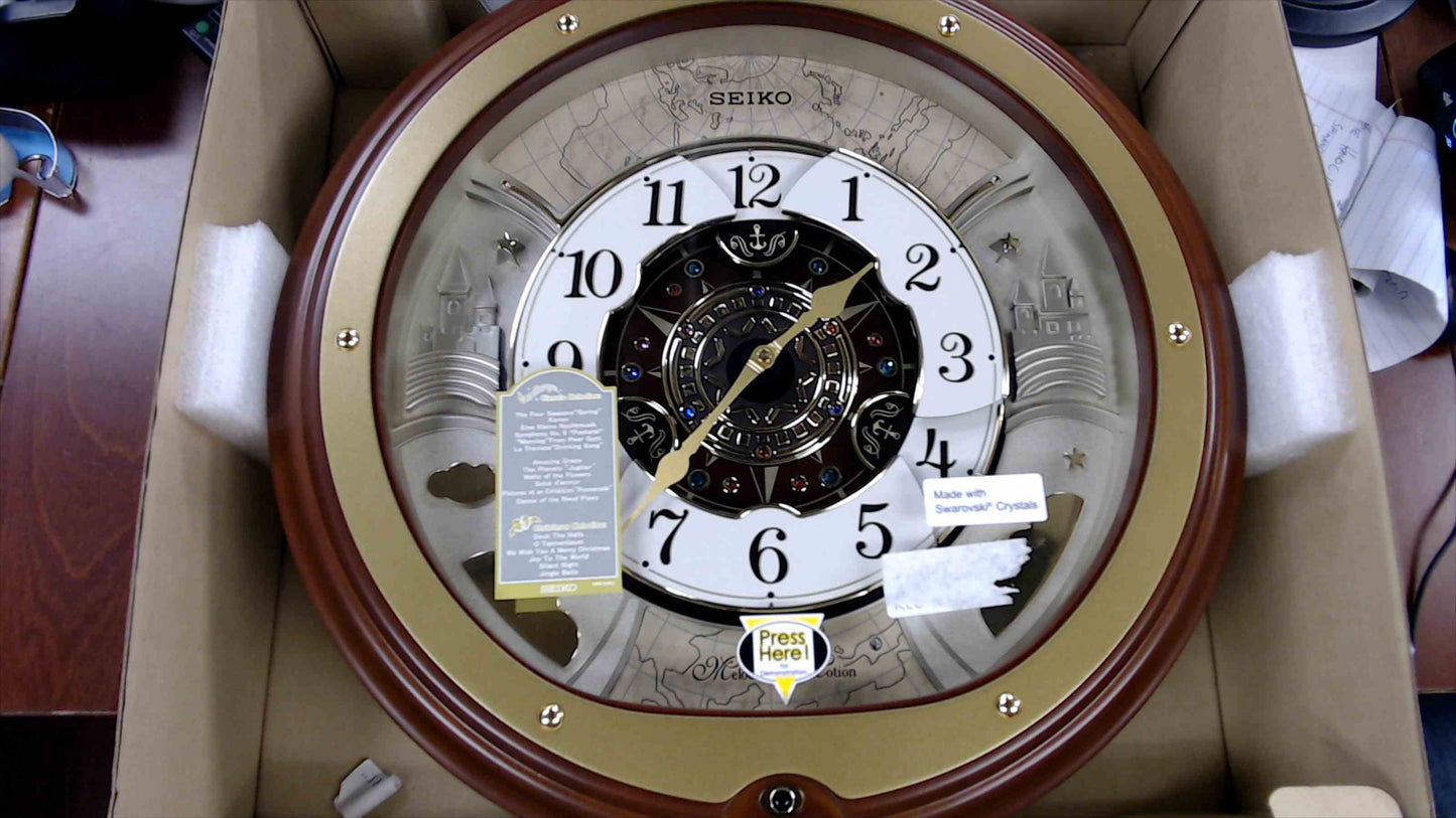 Seiko Melodies in Motion Wall Clock with Swarovski® Crystals – Model QXM381B