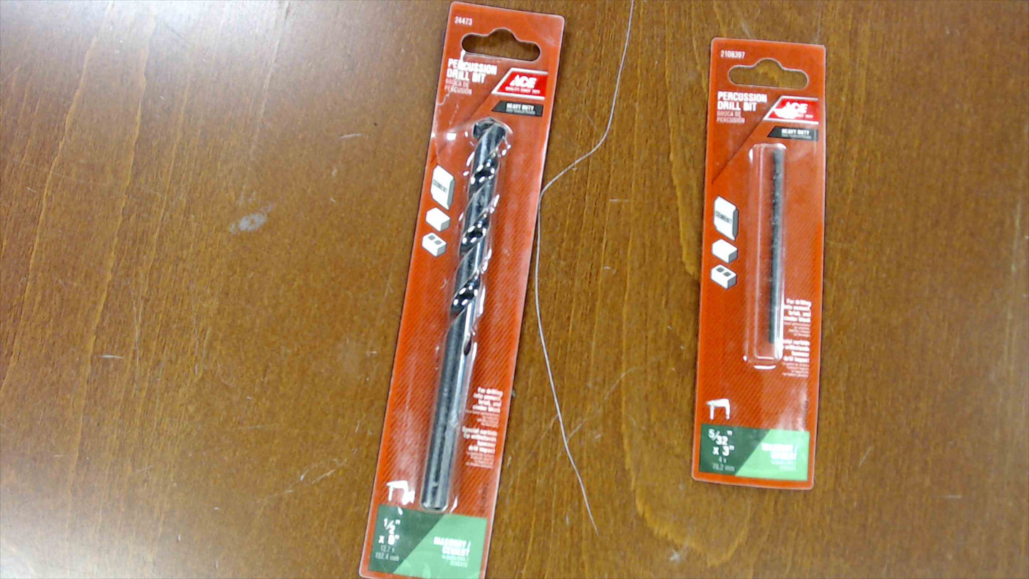 Lot of 31 Ace Percussion Drill Bits – Mixed Sizes – New in Package Masonry/Cement