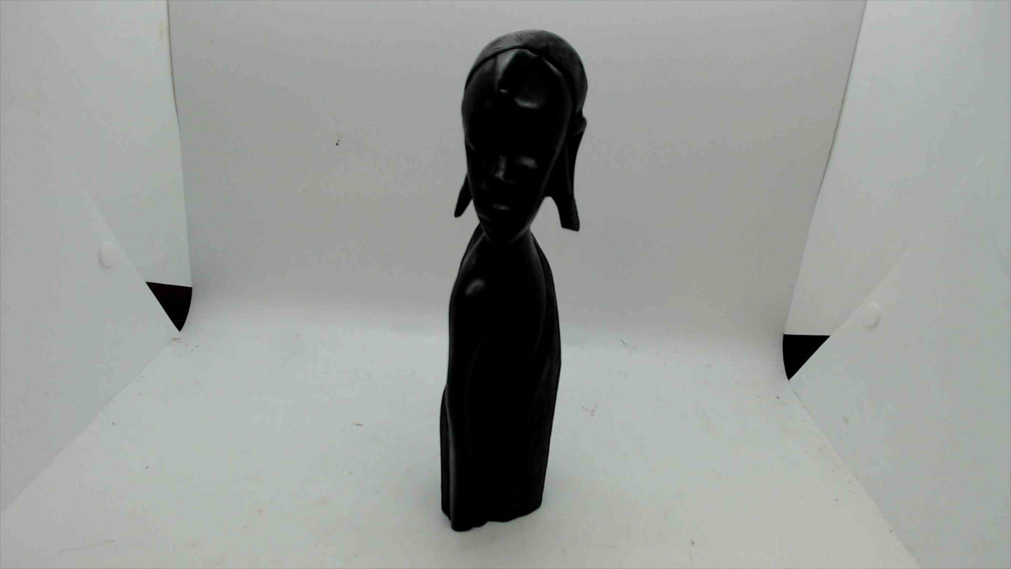 Vintage Hand-Carved African Wooden Female Bust Figurine – Tribal Folk Art