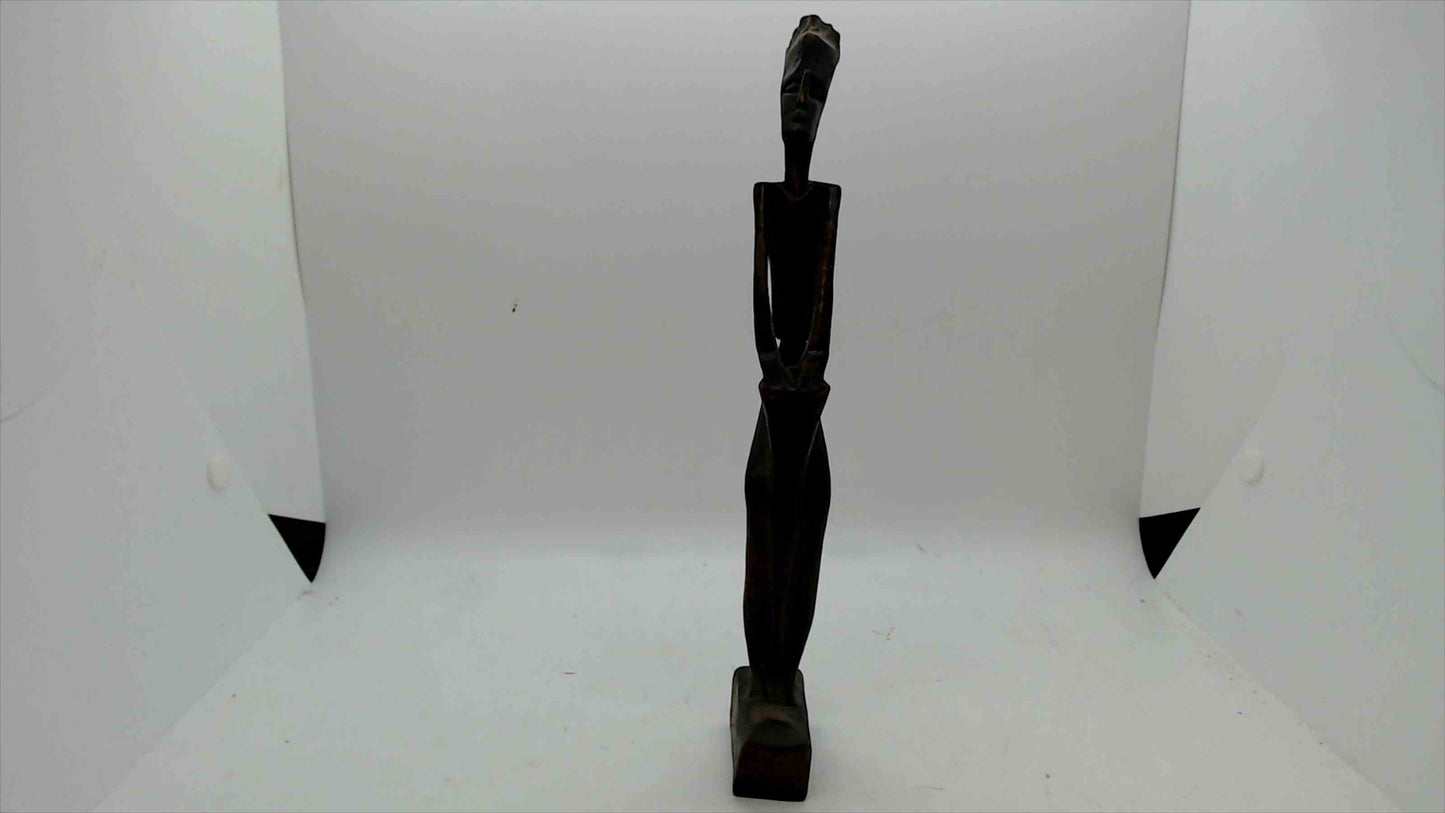 Vintage Hand-Carved African Tribal Wooden Figurine – Tall Abstract Male Sculpture