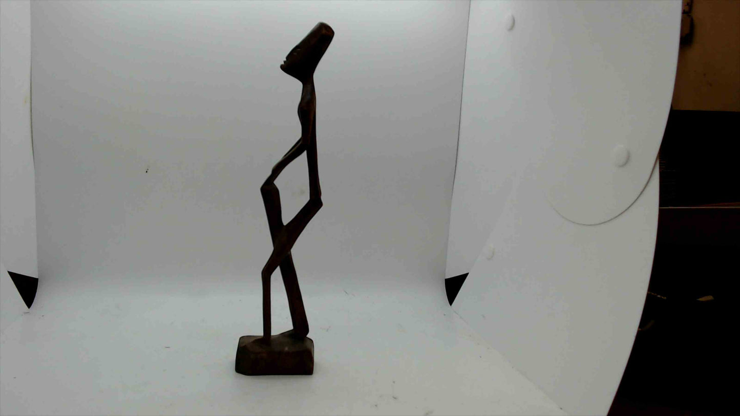 Vintage Hand-Carved African Tribal Wooden Figurine – Tall Abstract Male Sculpture 2