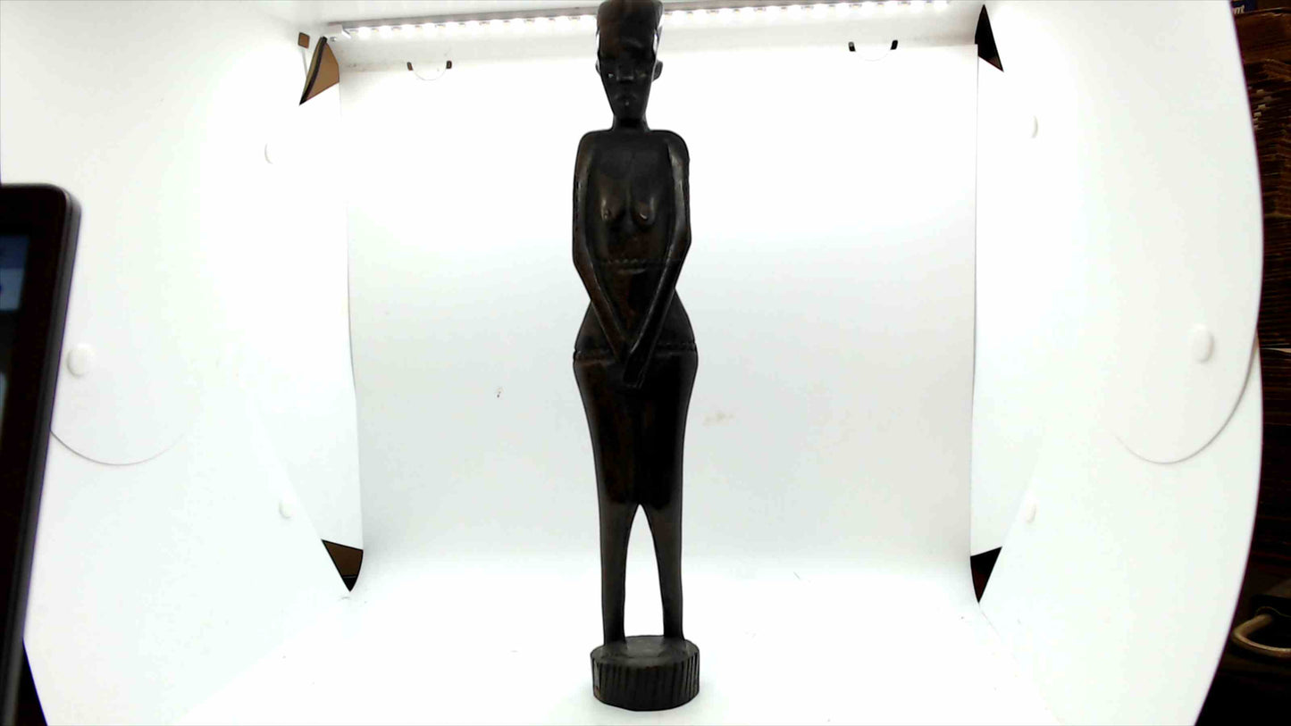 Vintage Hand-Carved African Wooden Female Figurine – Tribal Folk Art Sculpture
