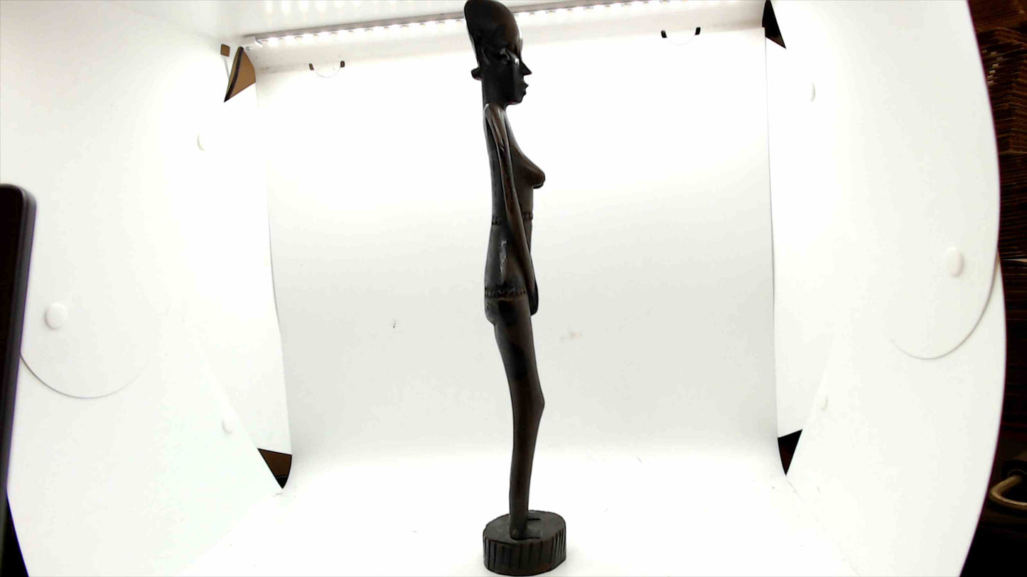 Vintage Hand-Carved African Wooden Female Figurine – Tribal Folk Art Sculpture