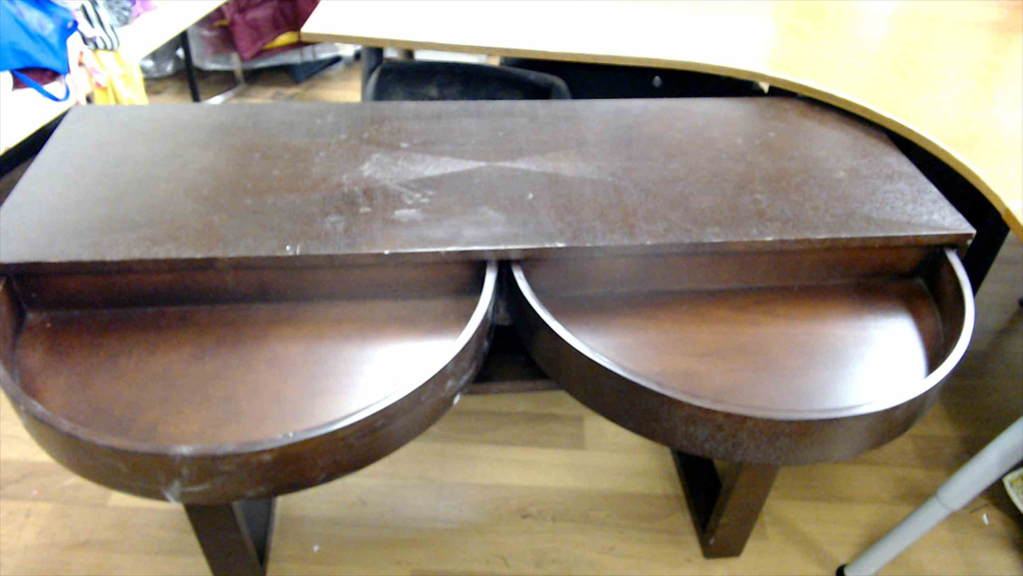 Vintage Wooden Entry Console Table with Unique Half-Moon Drawers