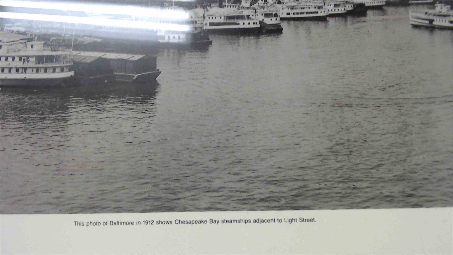 Framed 1980 Apple Pie Graphics Print – Baltimore Harbor 1912 Chesapeake Bay Steamships