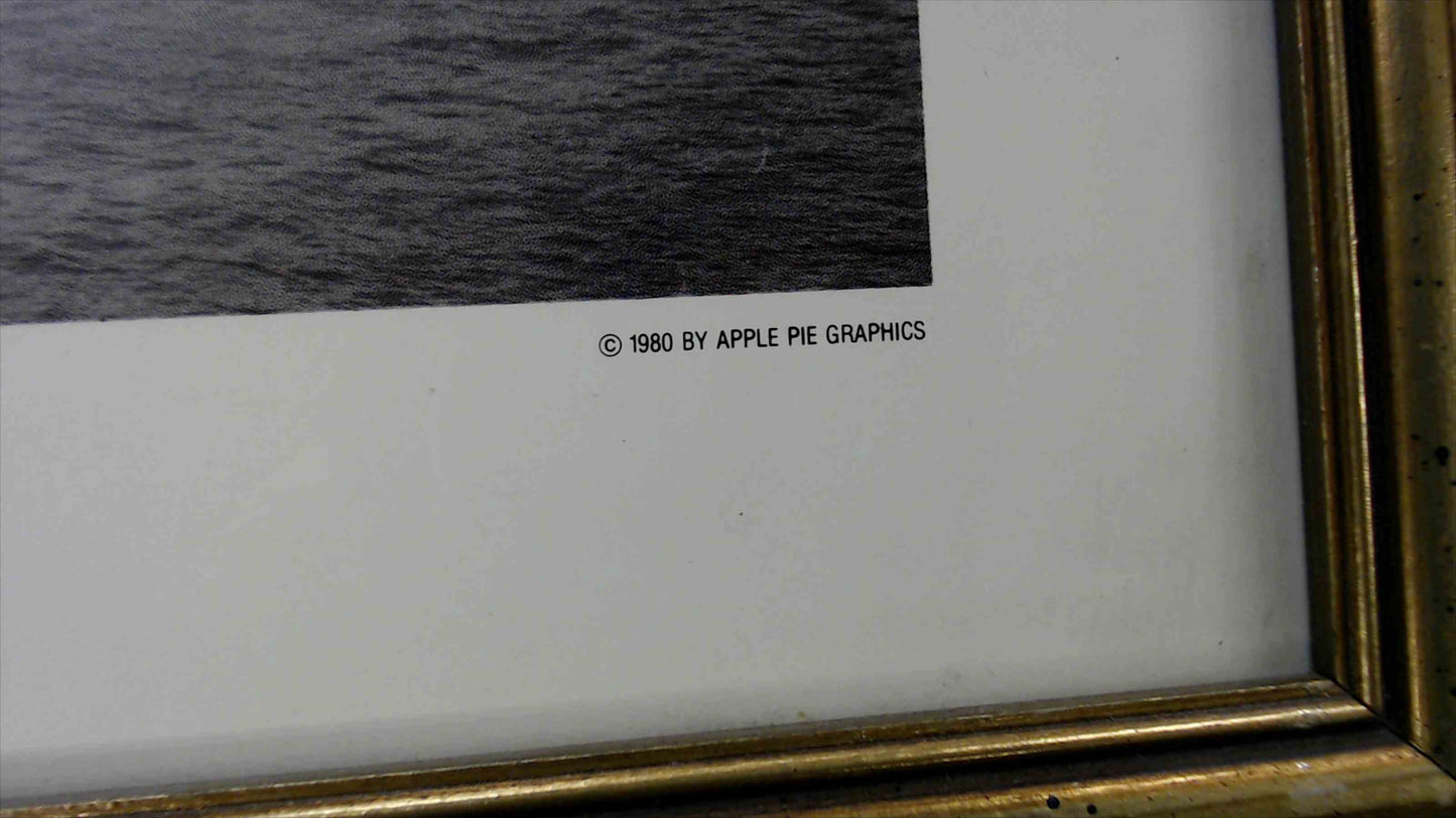 Framed 1980 Apple Pie Graphics Print – Baltimore Harbor 1912 Chesapeake Bay Steamships