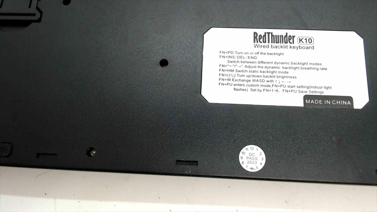 RedThunder K10 Wired Backlit Gaming Keyboard – RGB Lighting, Full Size (Missing Key)