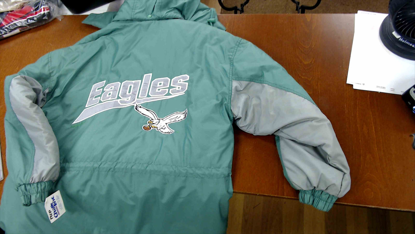 Vintage Philadelphia Eagles Chalk Line NFL Puffer Jacket w/ Detachable Hood – Size Medium, NWT